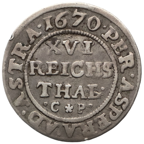 1670 1⁄16 Thaler Danish Schleswig and Holstein Coin Christian V