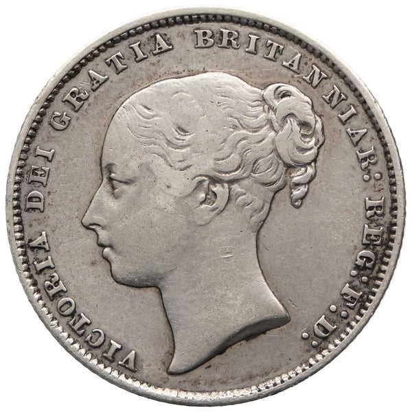 1865 Schilling Victoria Münze Silber GB Stempelnummer 58