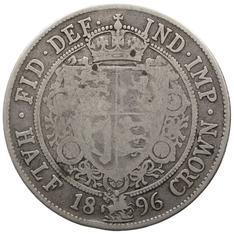 1896 Half Crown Victoria Coin UK Silver
