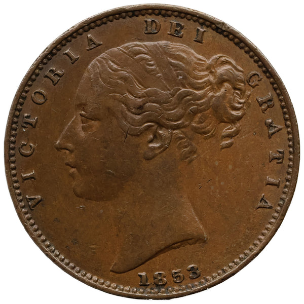 1853 Farthing Victoria Coin UK 1. Porträt