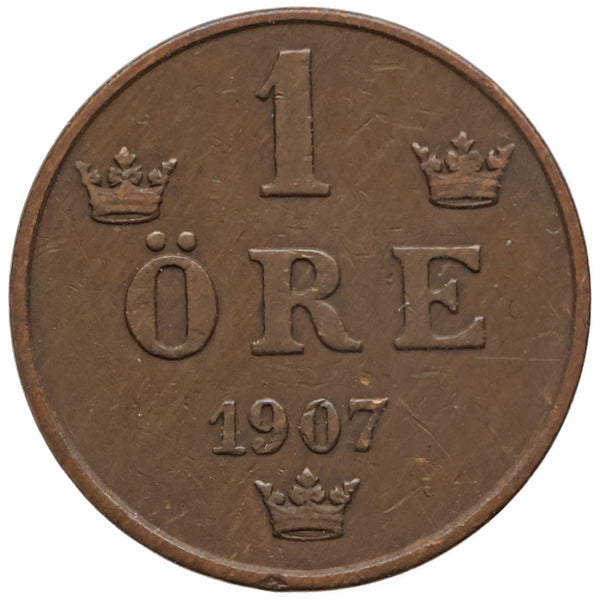 1907 1 Ore Sweden Coin Oscar II