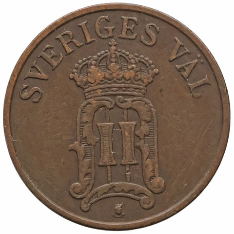1907 1 Ore Sweden Coin Oscar II