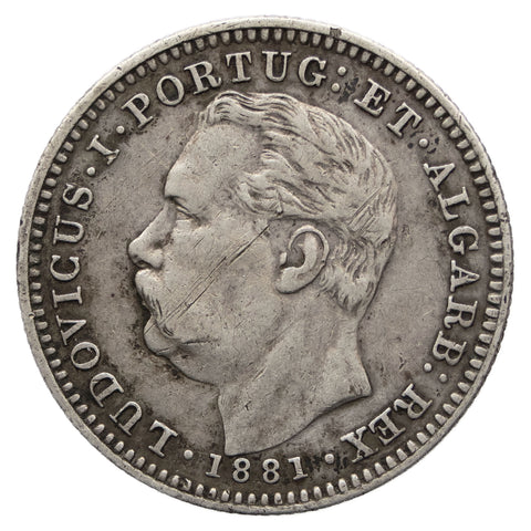 1881 Half Rupia India Portuguese Coin Luiz I Silver