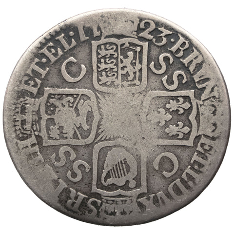 1723 Shilling George I Coin UK Silver SS and C in angles 1st bust