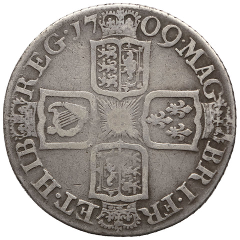 1709 Shilling Anne Coin Edinburgh Mint UK 3rd bust