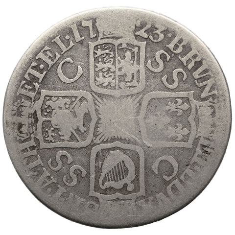 1723 Shilling George I Coin UK Silver SS and C in angles 2nd bust