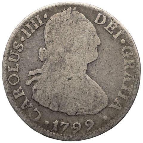 1799 Mo FM 2 Reales Mexico Coin Charles IV Silver