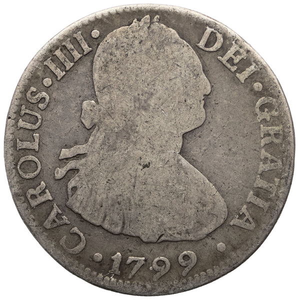 1799 Mo FM 2 Reales Mexico Coin Charles IV Silver