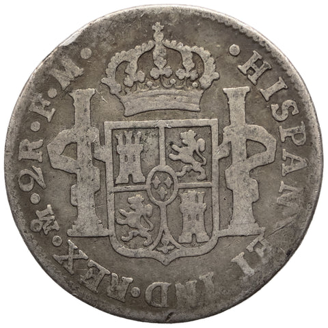 1799 Mo FM 2 Reales Mexico Coin Charles IV Silver