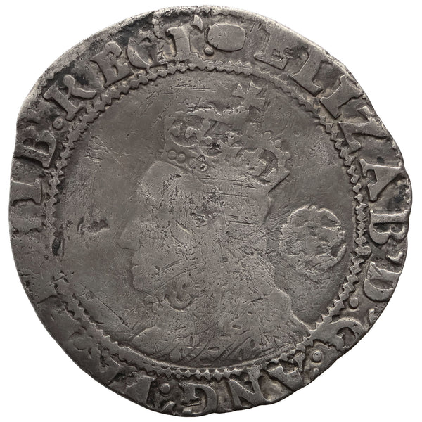 1593 6 Pence Elizabeth I Coin England Mintmark Tun 6th issue 3rd type