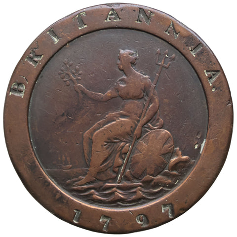 1797 2 Pence Cartwheel George III Coin UK 2nd issue