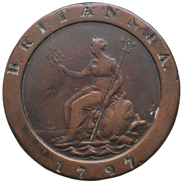 1797 2 Pence Cartwheel George III Coin UK 2nd issue