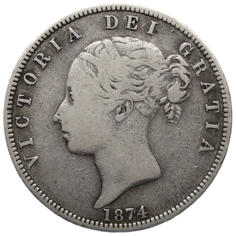 1874 Half Crown Victoria UK Coin Silver 1st portrait 2nd type