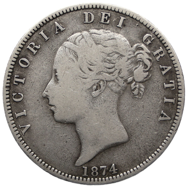 1874 Half Crown Victoria UK Coin Silver 1st portrait 2nd type