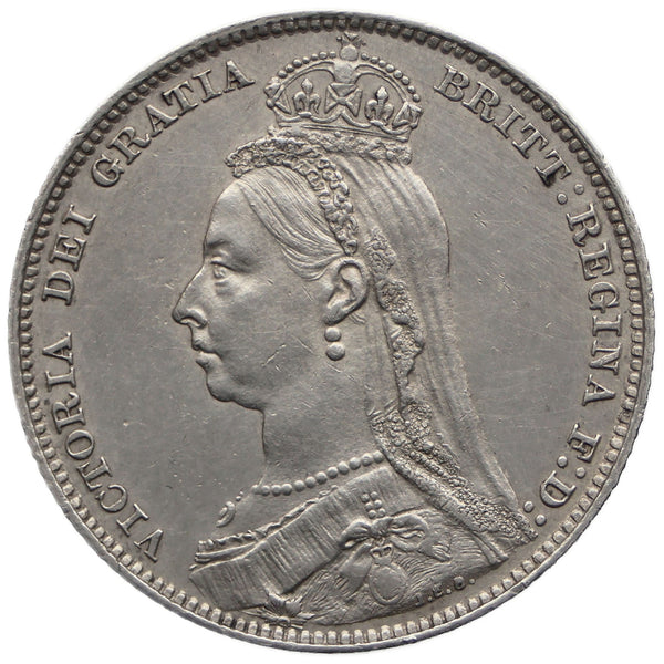 1890 Shilling Victoria Silver Coin 2nd portrait; 2nd type