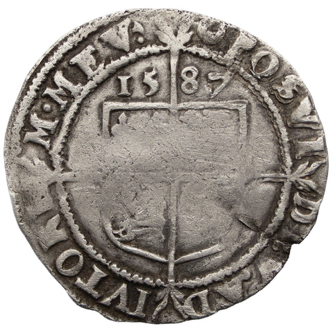 1587 6 Pence Elizabeth I Coin England Mintmark Crescent 6th issue 2nd type