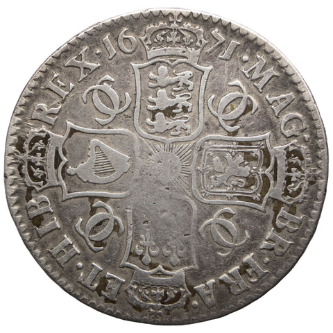 1671 Half Crown Charles II Coin UK Silver 3rd bust