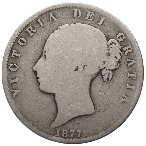 1877 Half Crown Victoria UK Coin Silver 1st portrait 2nd type