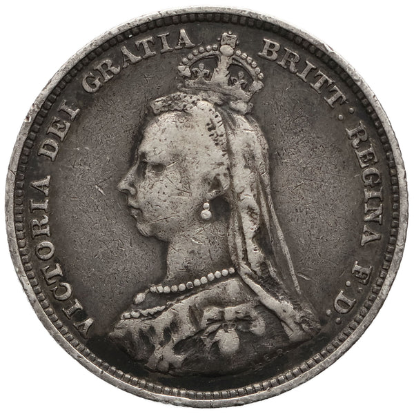 1887 Shilling Victoria Coin UK Silver 2nd portrait; 1st type