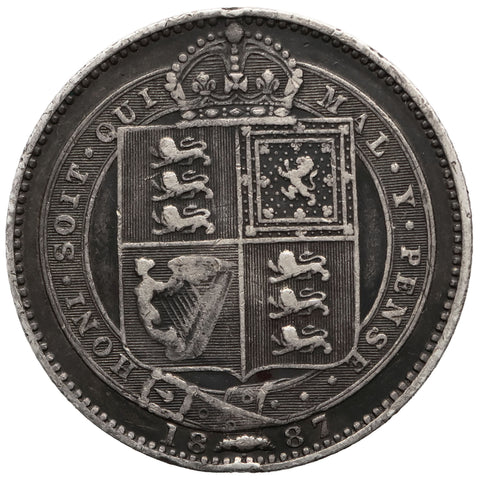 1887 Shilling Victoria Coin UK Silver 2nd portrait; 1st type