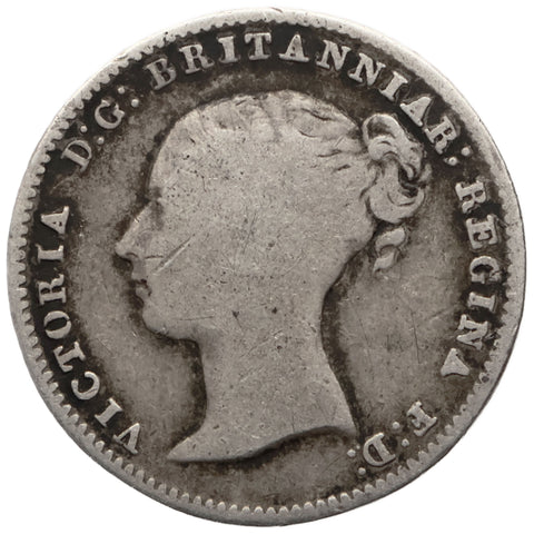1854 4 Pence Victoria Groat Overdate UK Silver Coin 1st portrait