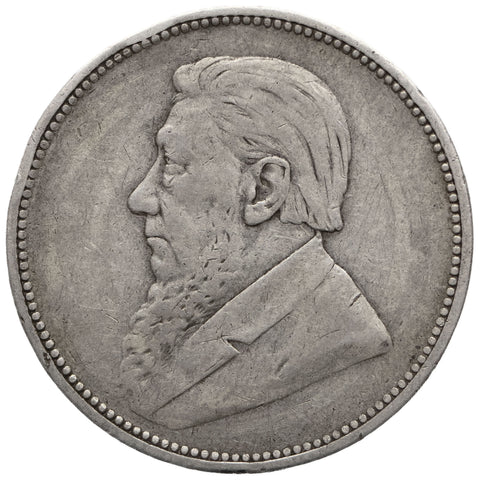 1896 2 Shilling South Africa Coin ZAR Paul Kruger Silver