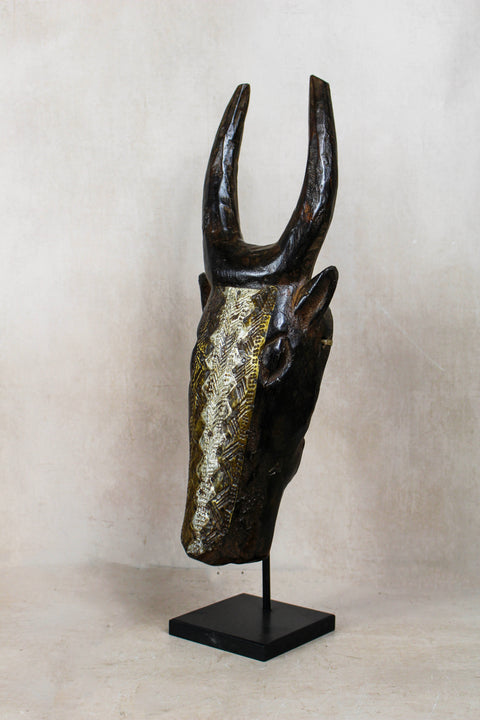 Mali Bull Mask with Repoussé Metal Work - 196.4