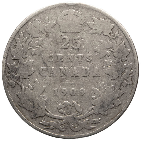 1909 25 Cents Canada Edward VII Silver
