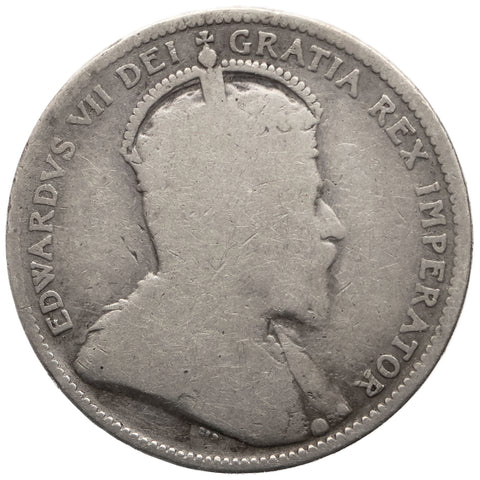 1909 25 Cents Canada Edward VII Silver