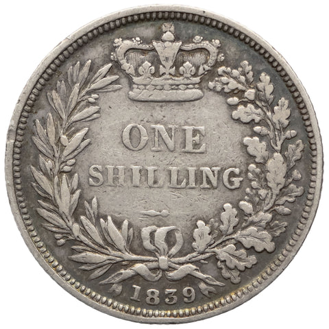 1839 Shilling Victoria Coin Silver United KIngdom