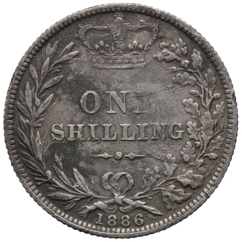 1886 Shilling Victoria Coin UK Silver 1st portrait Young Head