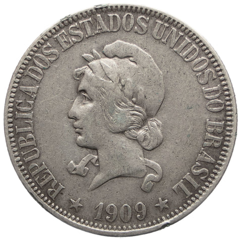1909 1000 Reis Brazil Coin Silver Mint Rio de Janeiro