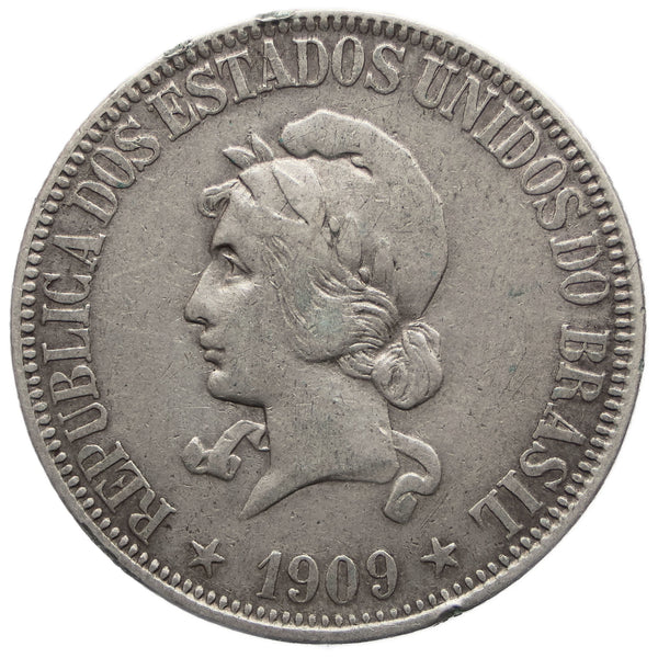 1909 1000 Reis Brazil Coin Silver Mint Rio de Janeiro
