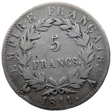 1811 A 5 Francs Napoleon I Coin France Silver Paris Mint