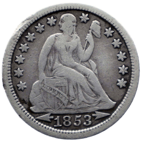 1853 One Dime US Coin Seated Liberty date arrows