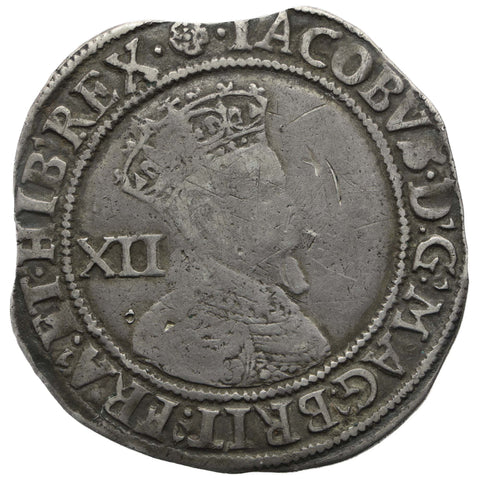 1605-1606 Shilling James I England Coin 2nd issue, 3rd bust, mm Rose Silver