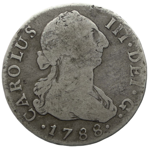 1788 SC 2 Reales Spain Coin Charles III Silver Seville Mint