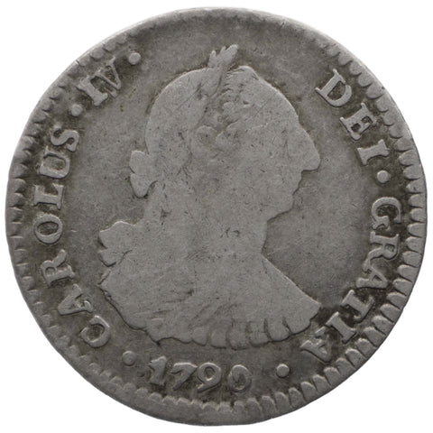 1790 PTS PR 1 Real Bolivia Coin Charles IV Silver