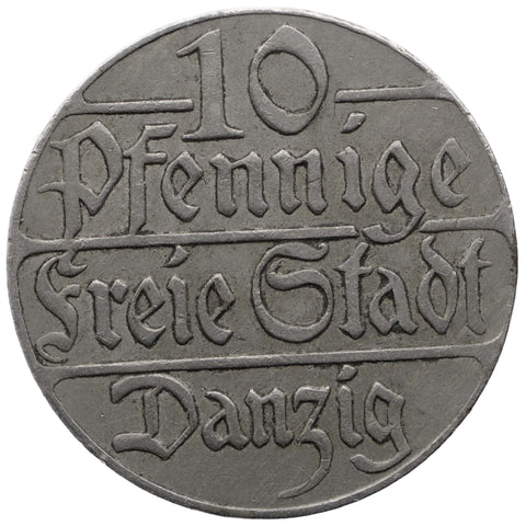 1923 10 Pfennig Danzig Coin