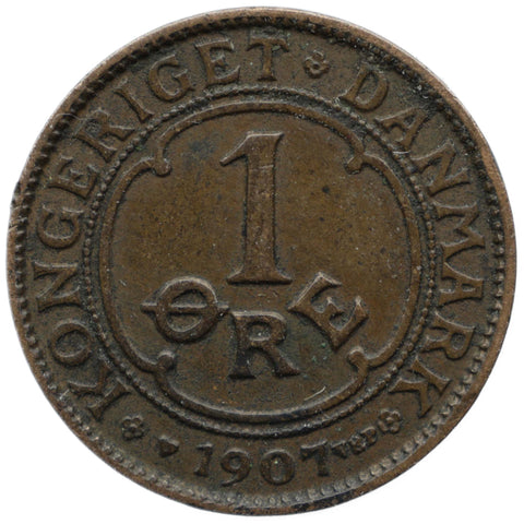 1907 1 Øre Denmark Coin Frederik VIII