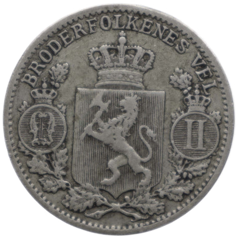 1900 25 Öre Norway Coin Silver Oscar II