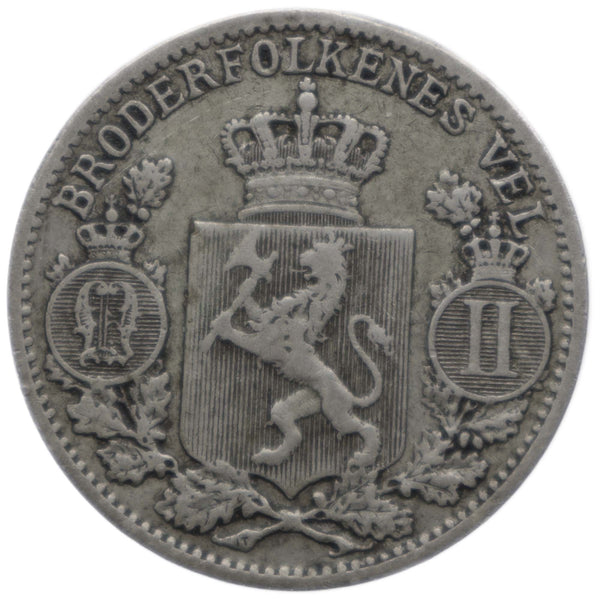 1900 25 Öre Norway Coin Silver Oscar II