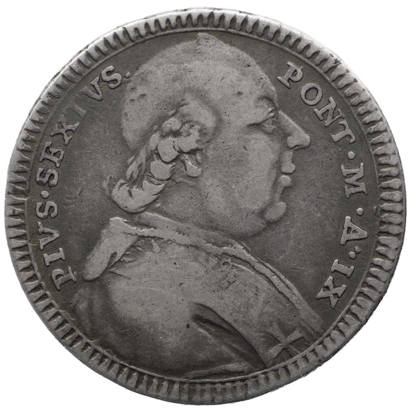1783 Double Giulio Pius VI Papal States Coin Silver