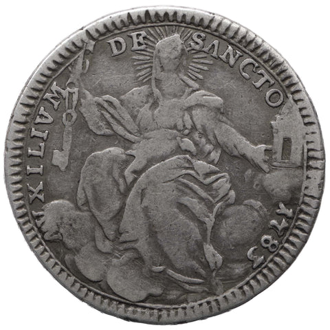 1783 Double Giulio Pius VI Papal States Coin Silver