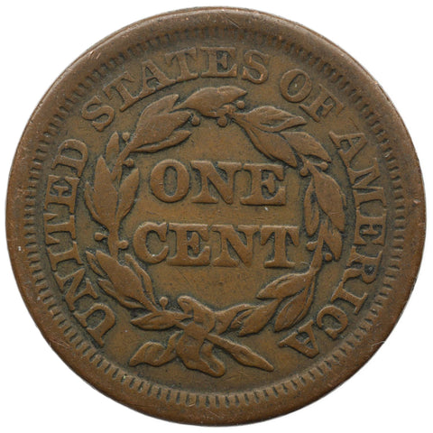 1854 One Cent United States Coin Braided Hair