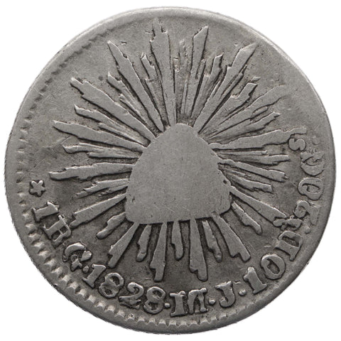 1828 Go MJ Real Mexico Coin full G large 8 Mint Guanajuato City