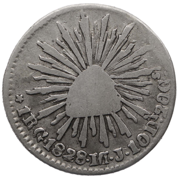 1828 Go MJ Real Mexico Coin full G large 8 Mint Guanajuato City