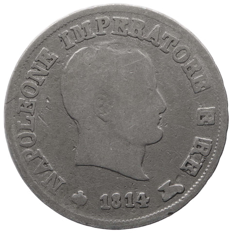 1814 10 Soldi Napoleon I Coin Kingdom of Italy Milano Mint Silver