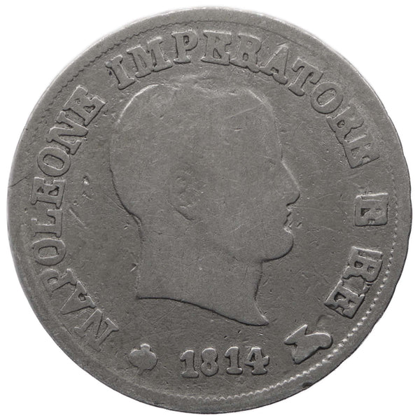 1814 10 Soldi Napoleon I Coin Kingdom of Italy Milano Mint Silver