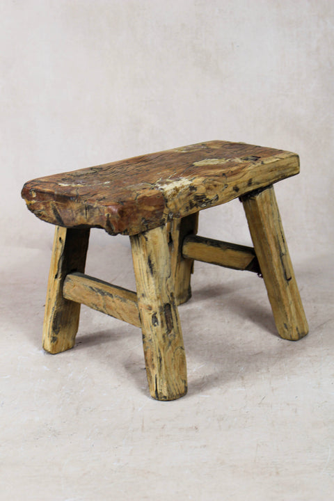 Vintage Rustic Stool Small - Elm wood - 50